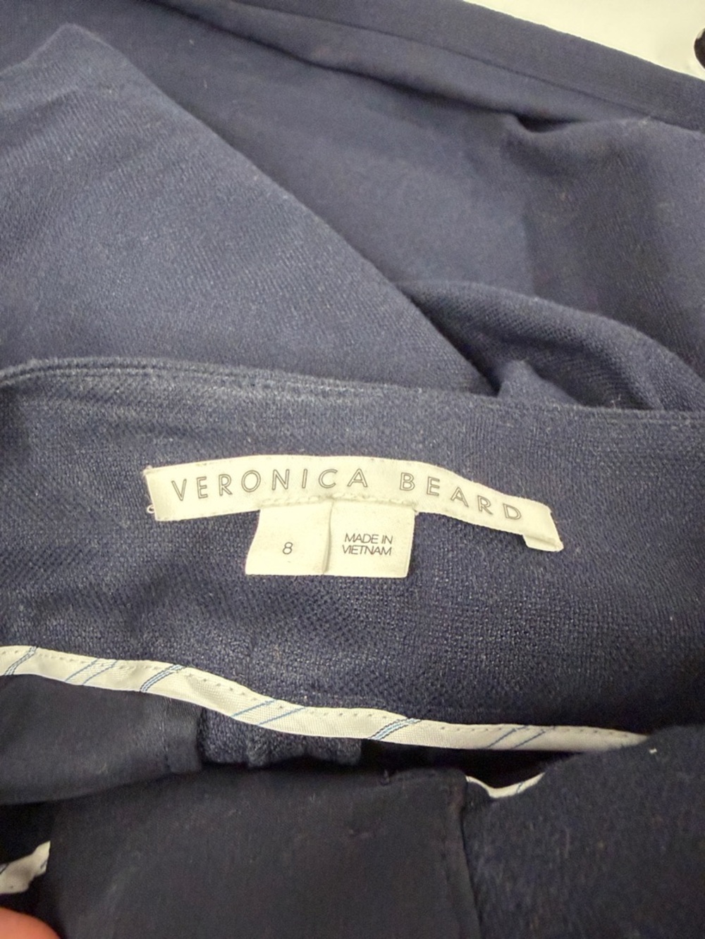 Veronica Beard Kuna linen blend wide navy leg pants 8 - Picture 8 of 9